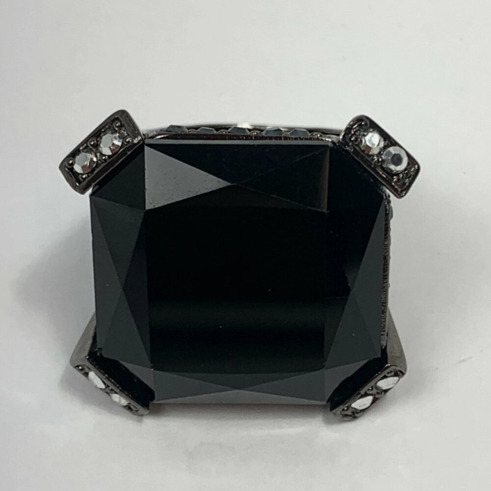 Judith Leiber Dome Ring Women's Silver and Black Size 6 Square